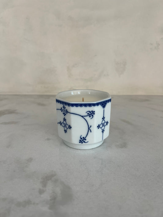 Vintage Blue/white Octagon Custom Candle