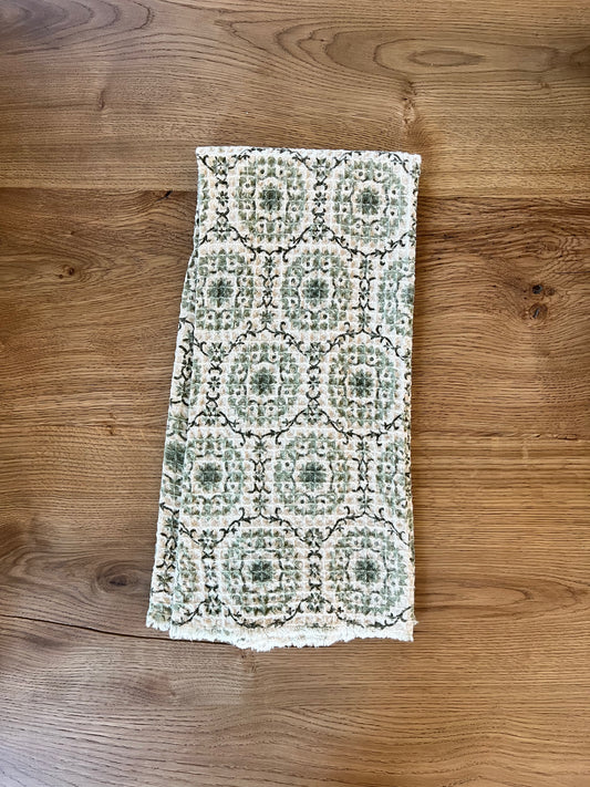 Vintage green dish towel