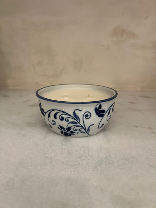 Vintage Blue and White candle