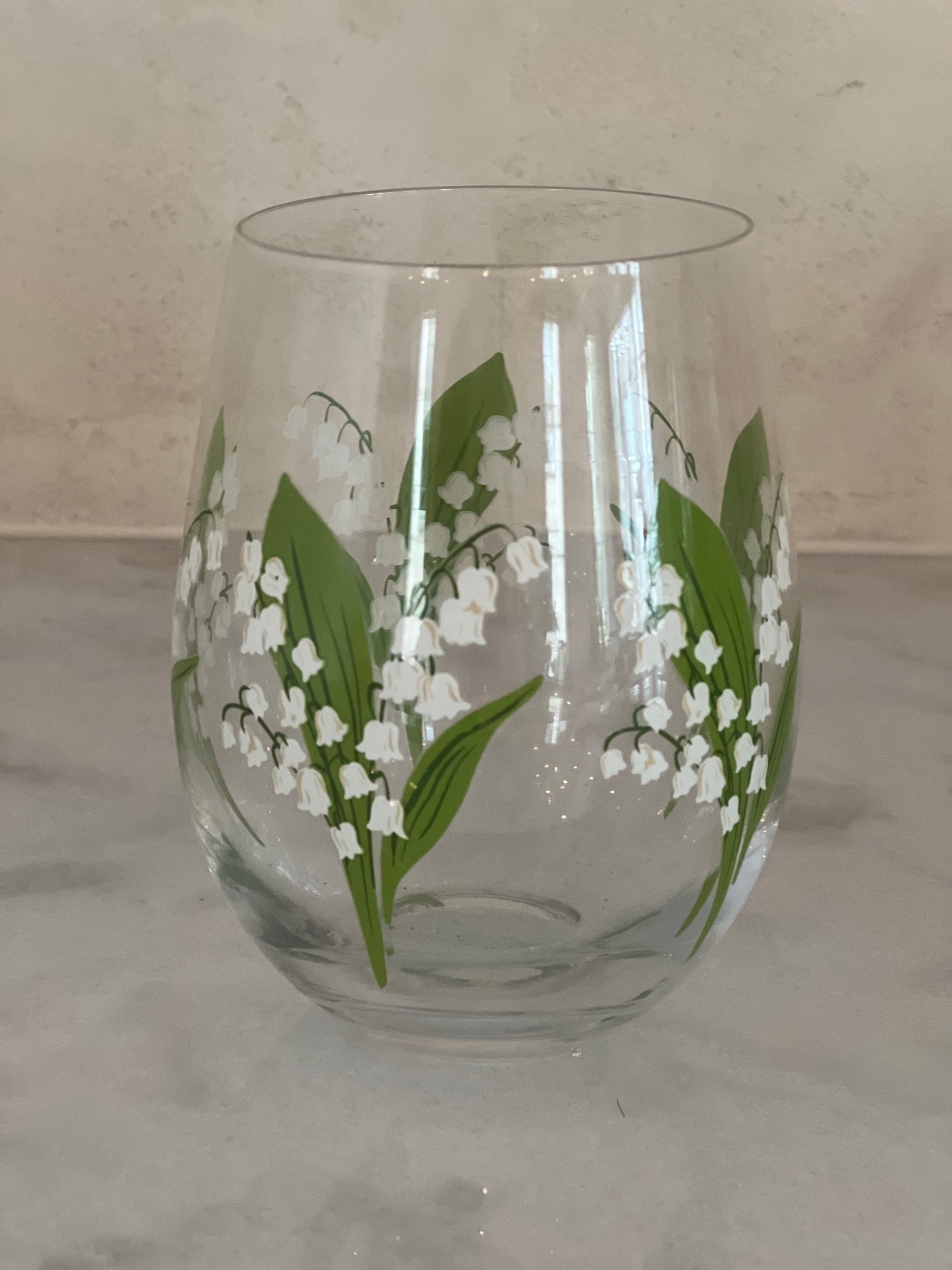 Lily of the Valley Stemless Wine Glasses