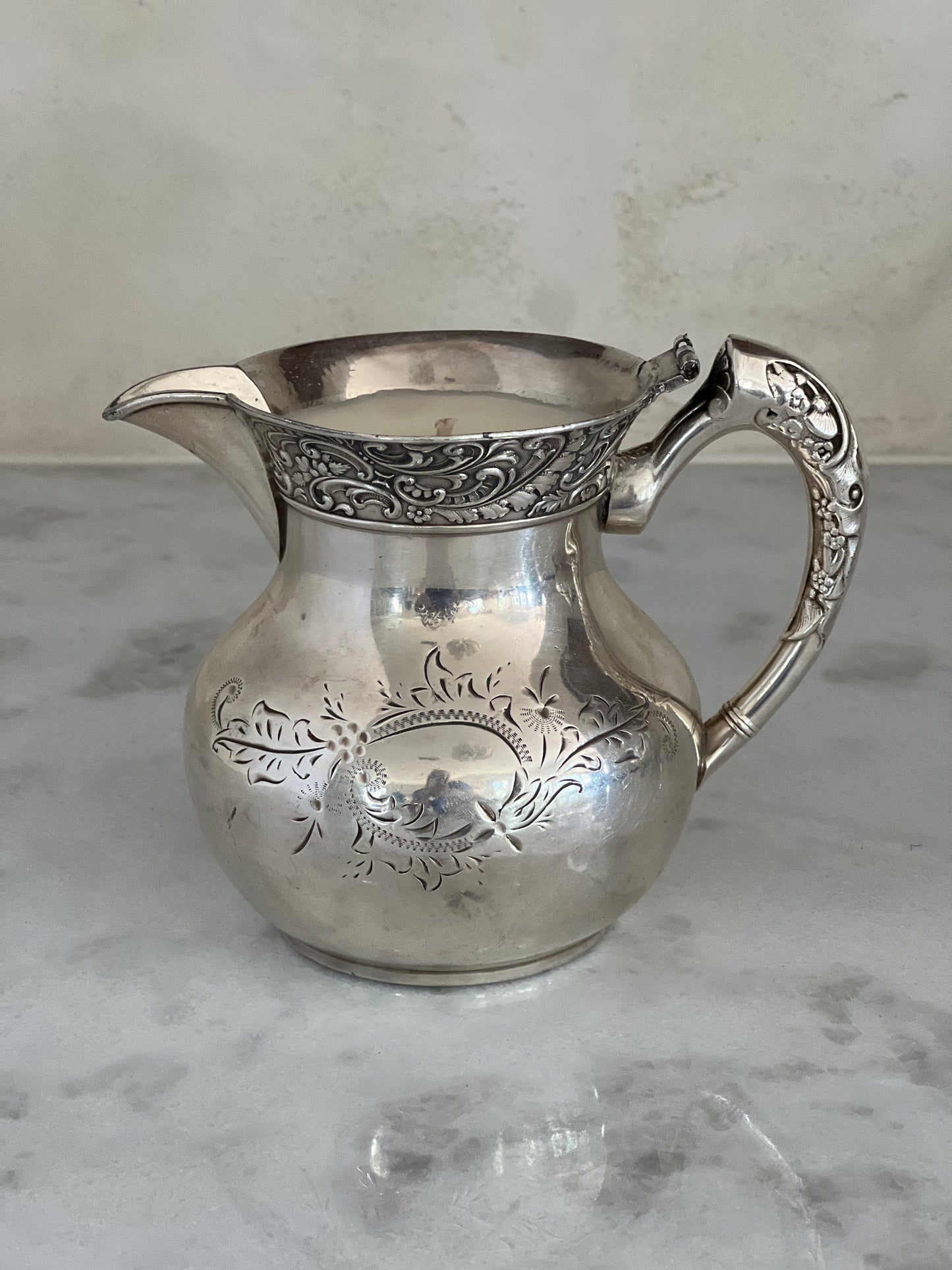 Vintage Silver Creamer Custom Candle