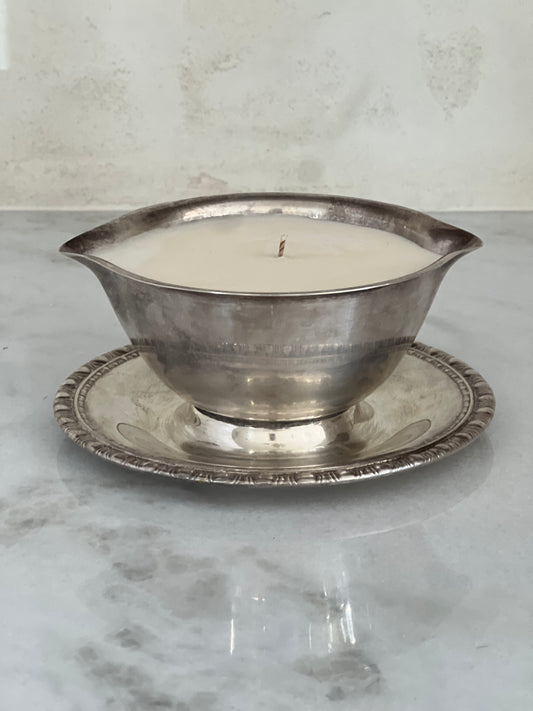 Vintage Small Silver Gravy Boat Custom Candle