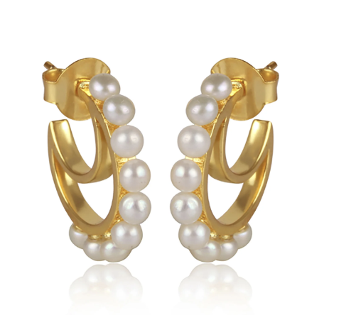 Luna Hoop Earrings - Pearl