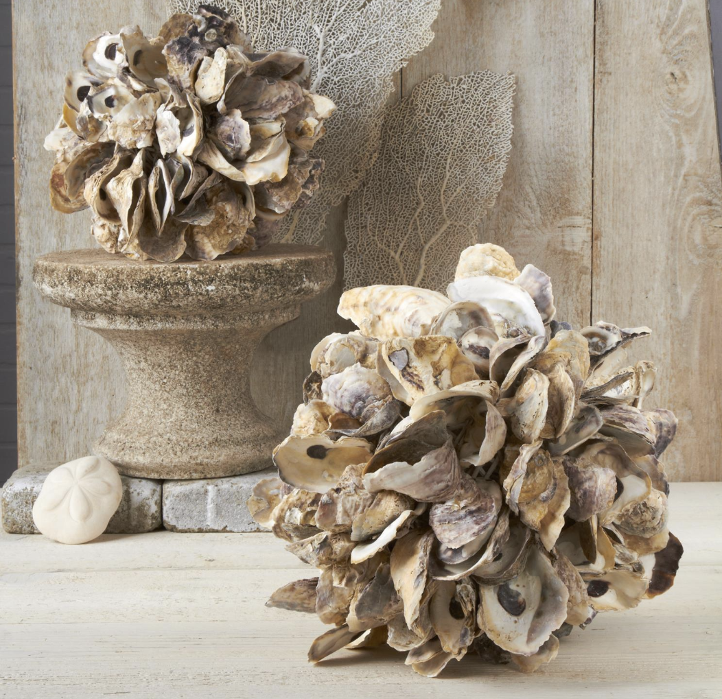 Oyster Shells Decorative Ball Assorted 2 Sizes: 9" and 12"
