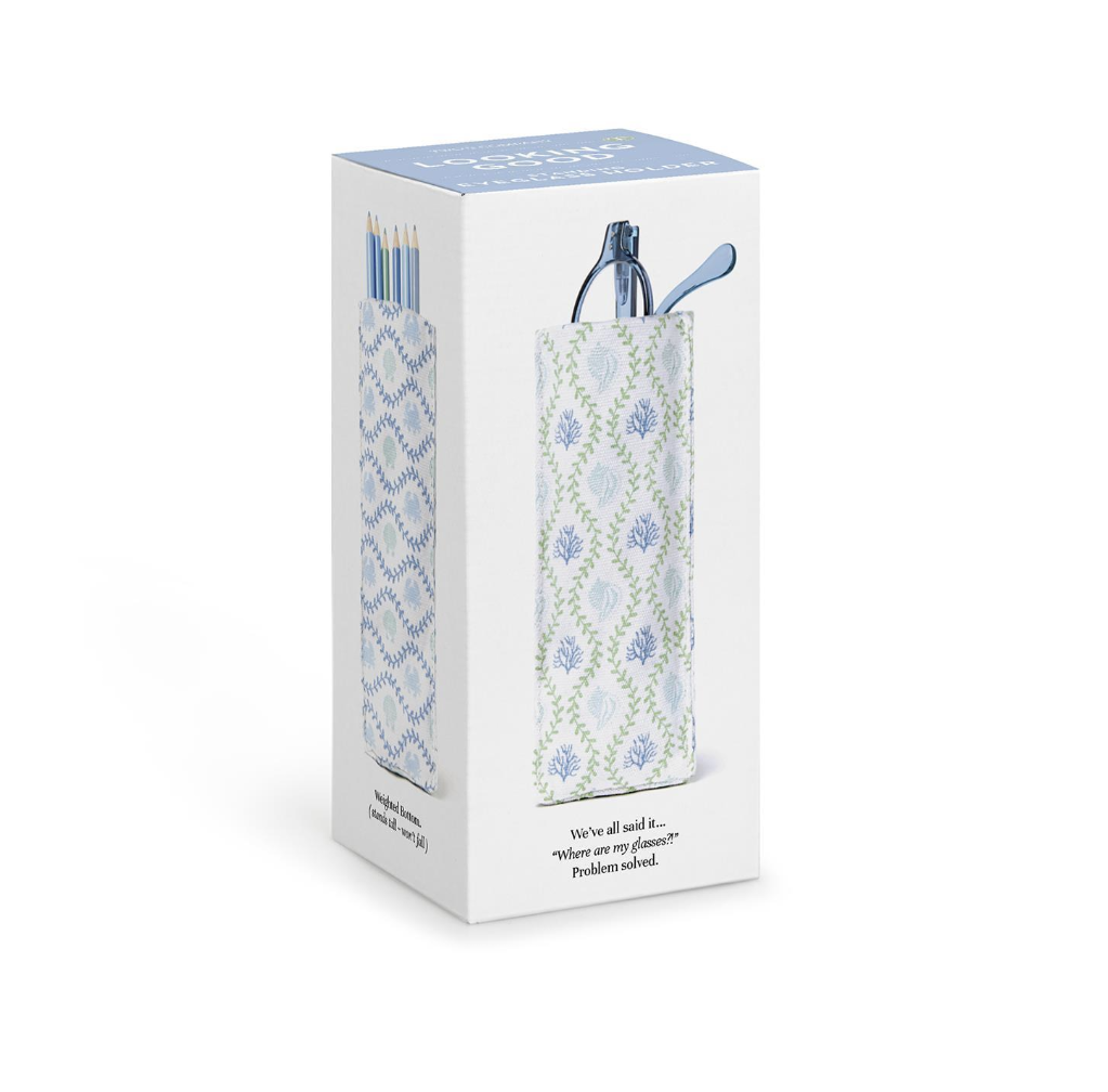 "Looking Good" Coastal Print Standing Eyeglasses Holder in Gift Box Asst 2 Colors