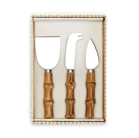 S/3 Natural Bamboo Handle Cheese Knives