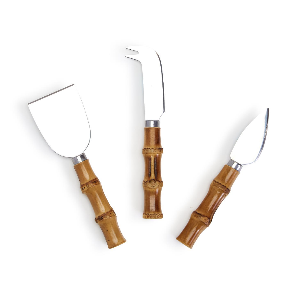 S/3 Natural Bamboo Handle Cheese Knives