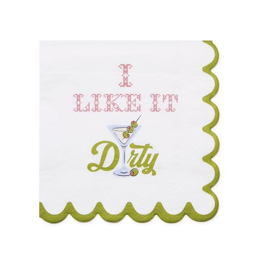 Martini and Olive I Like it Dirty 3-Ply Paper Cocktail Napkin Designed by Boyar NYC