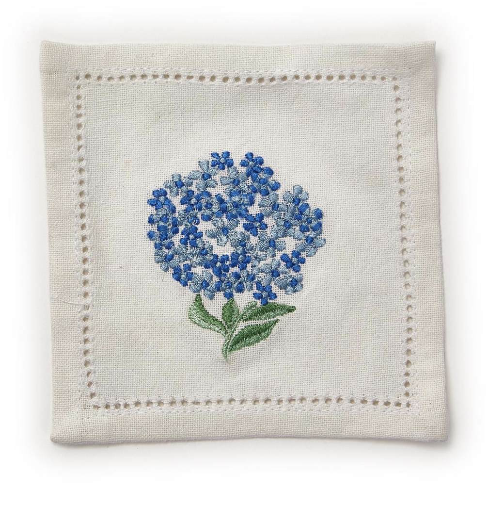 Hydrangea S/6 Hemstitch Cocktail Napkins