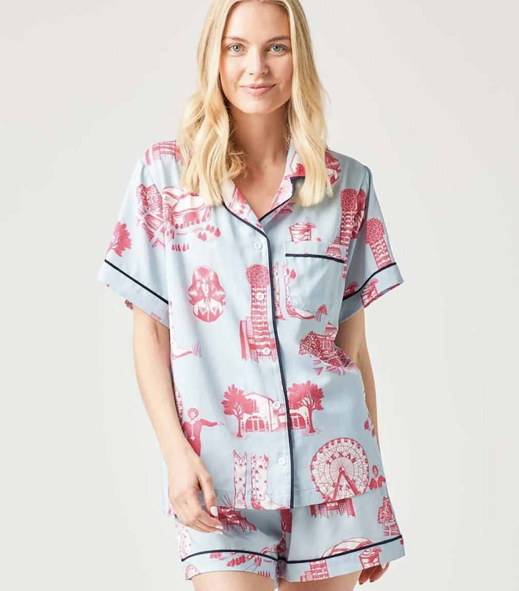Dallas Toile Pajama Shorts Set