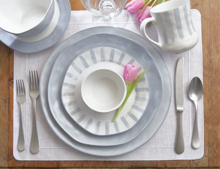 Azores Stripe Salad Plate - Blue Lagoon