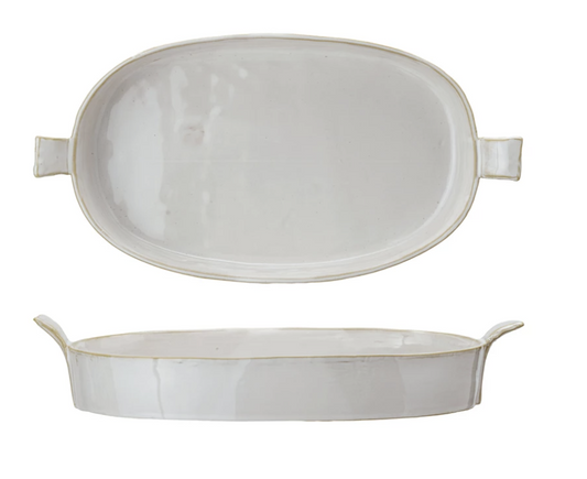 1 1/5 Quart Stoneware Baker with Handles, white