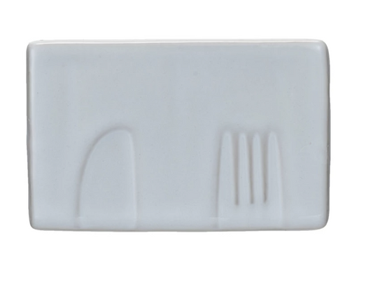 Stoneware Cutlery Rest with Debossed Knife and Fork