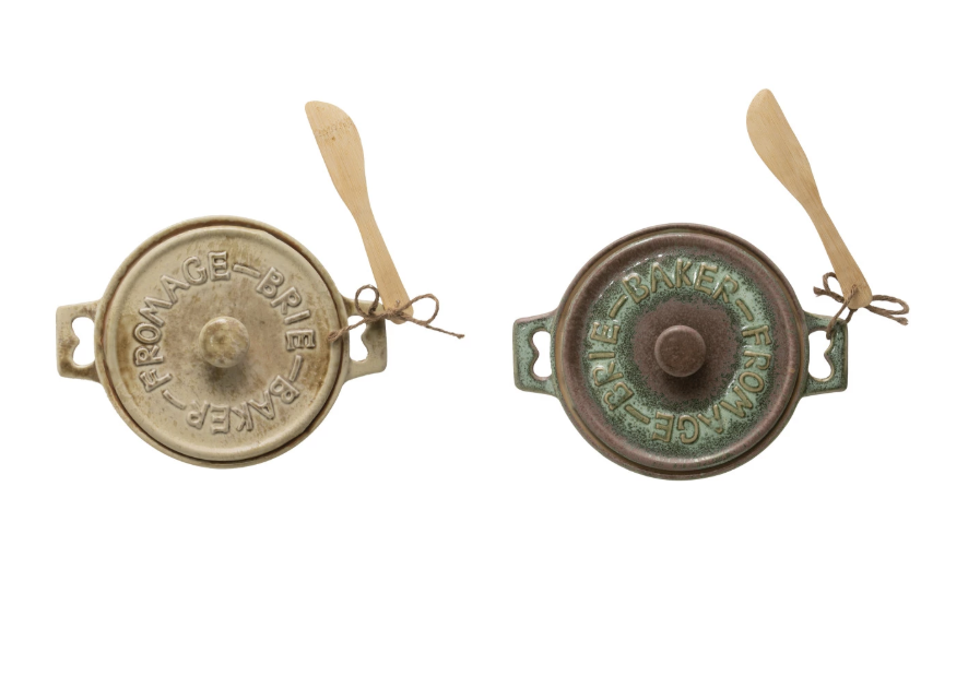 Small Brie Baker Pot and Bamboo Spreader