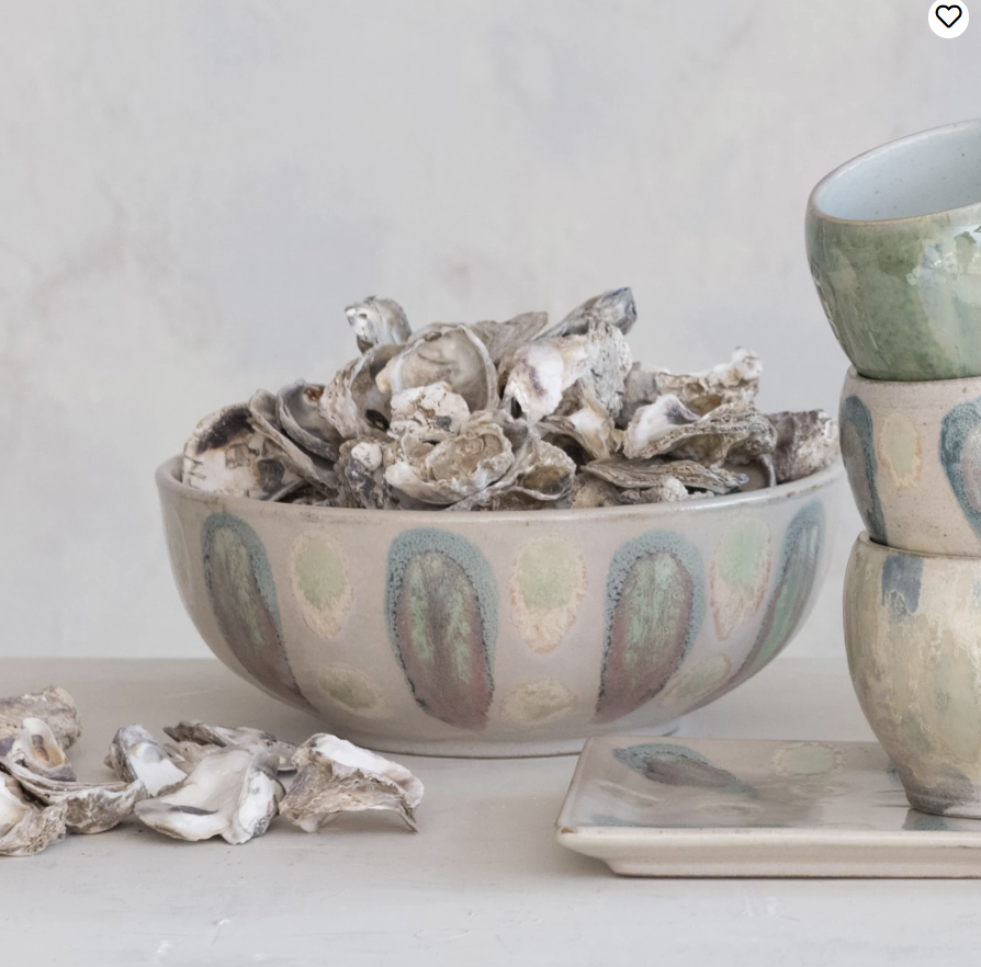 Hand-Painted Stoneware Serving Bowl