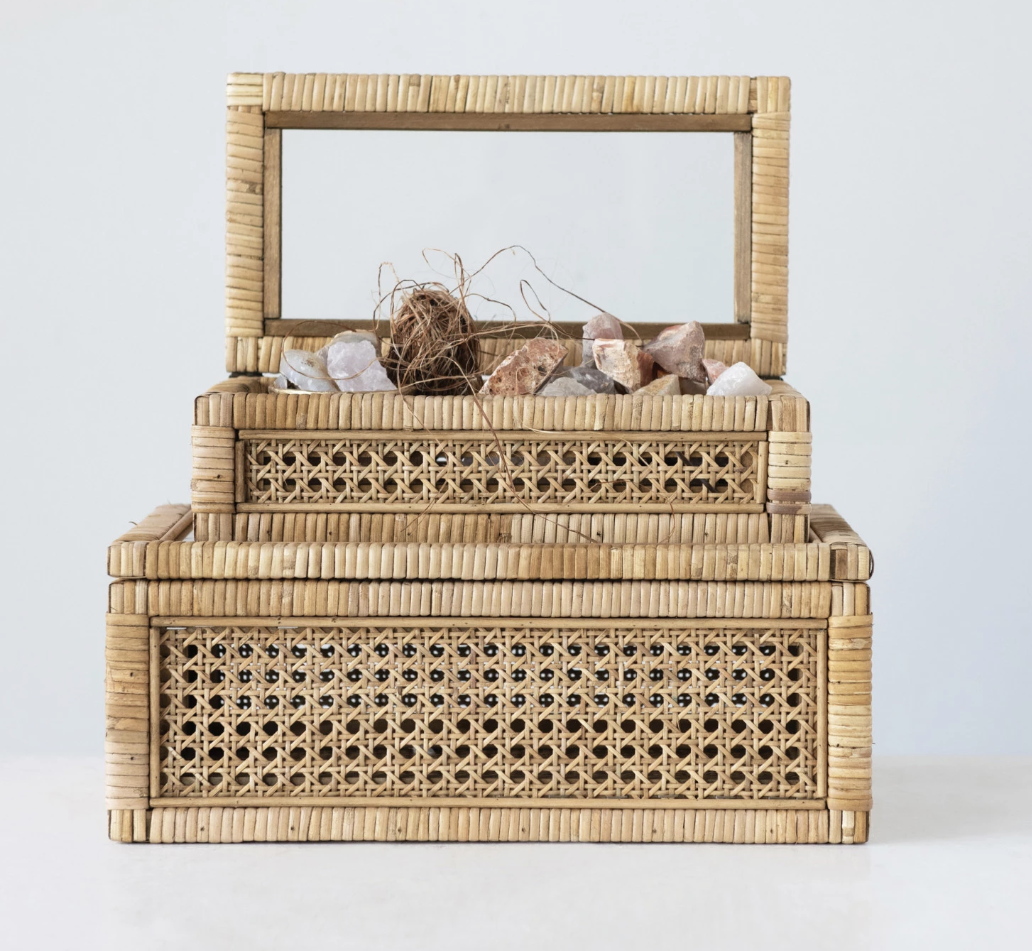 Display Boxes with Glass Lids, Set of 2