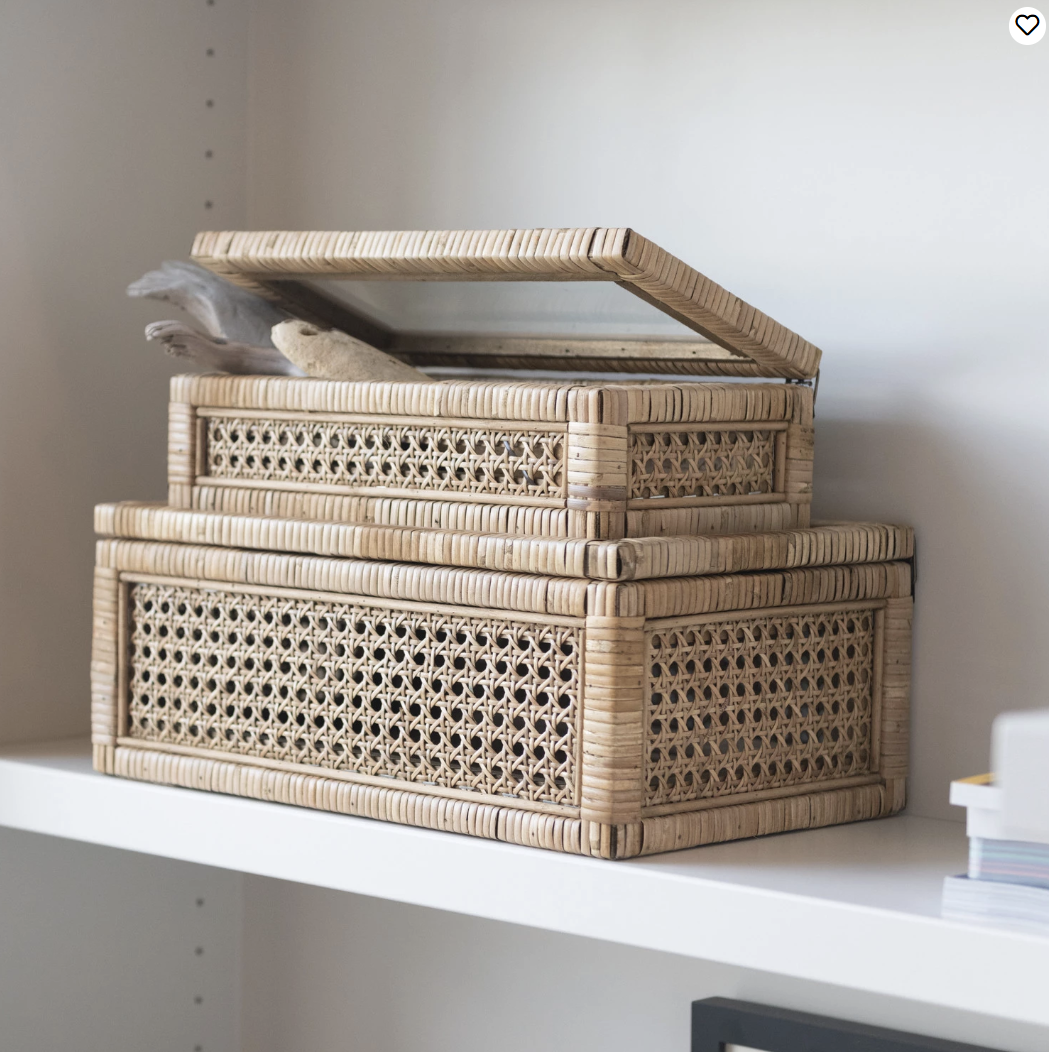 Display Boxes with Glass Lids, Set of 2