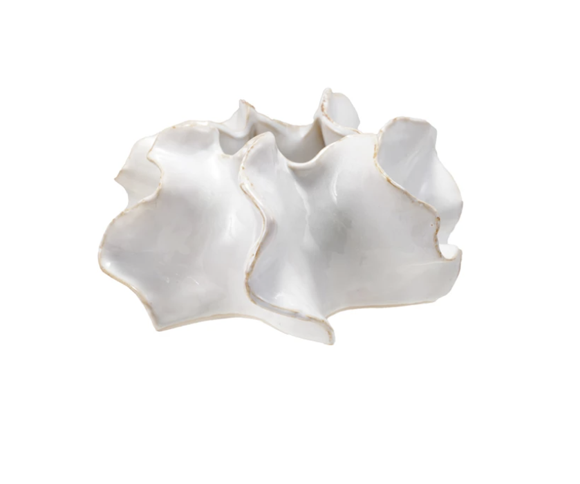 Stoneware Planter, Reactive Glaze, White