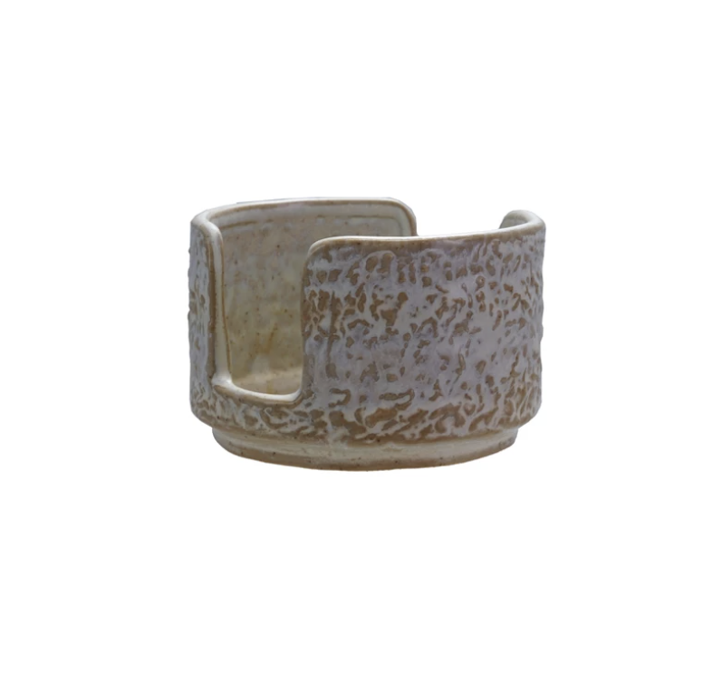 Stoneware Sponge Holder, Reactive Glaze, White