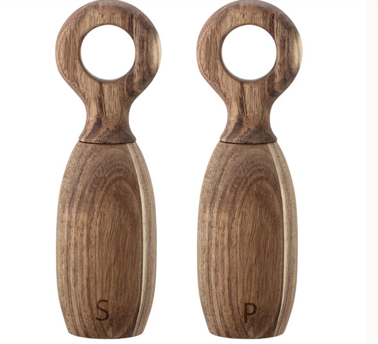 Acacia Wood Salt and Pepper Mills, Set of 2