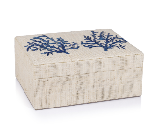 Coral Lagoon Natural Fiber Raffia Box
