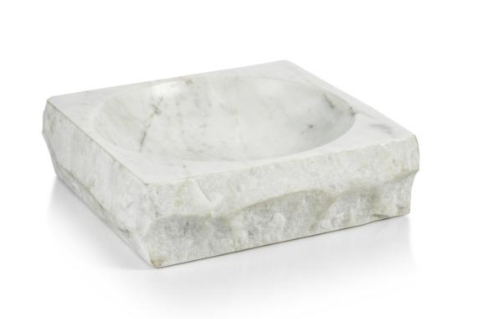Rock Finish White Marble Square Bowl