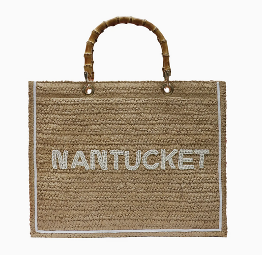 Straw Custom Bamboo Tote Cdr Bh 3001P - Natural Raffia