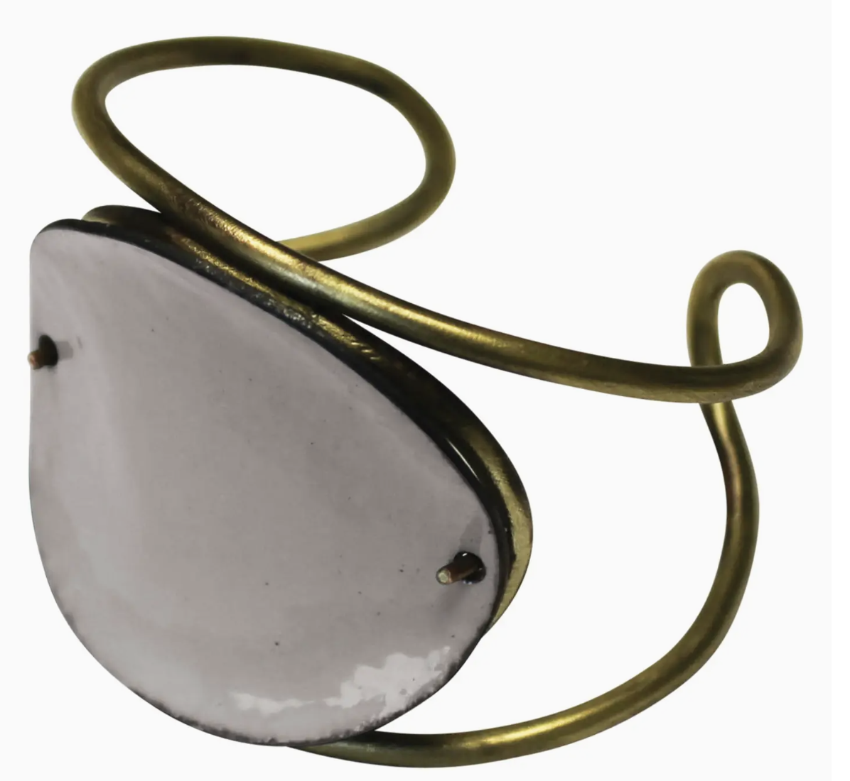 Donte Cuff, White Enamel & Brass - Small Size 6