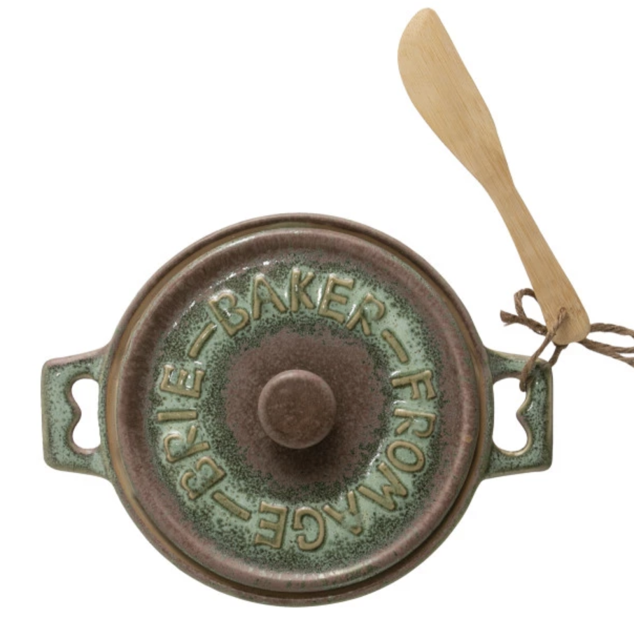 Small Brie Baker Pot and Bamboo Spreader