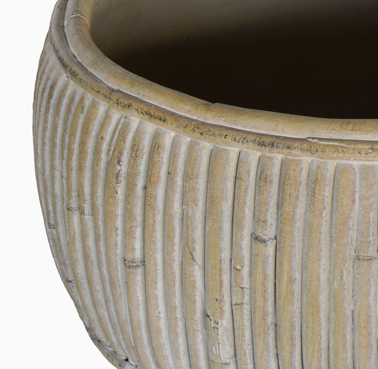 Faux Rattan Shallow Planter